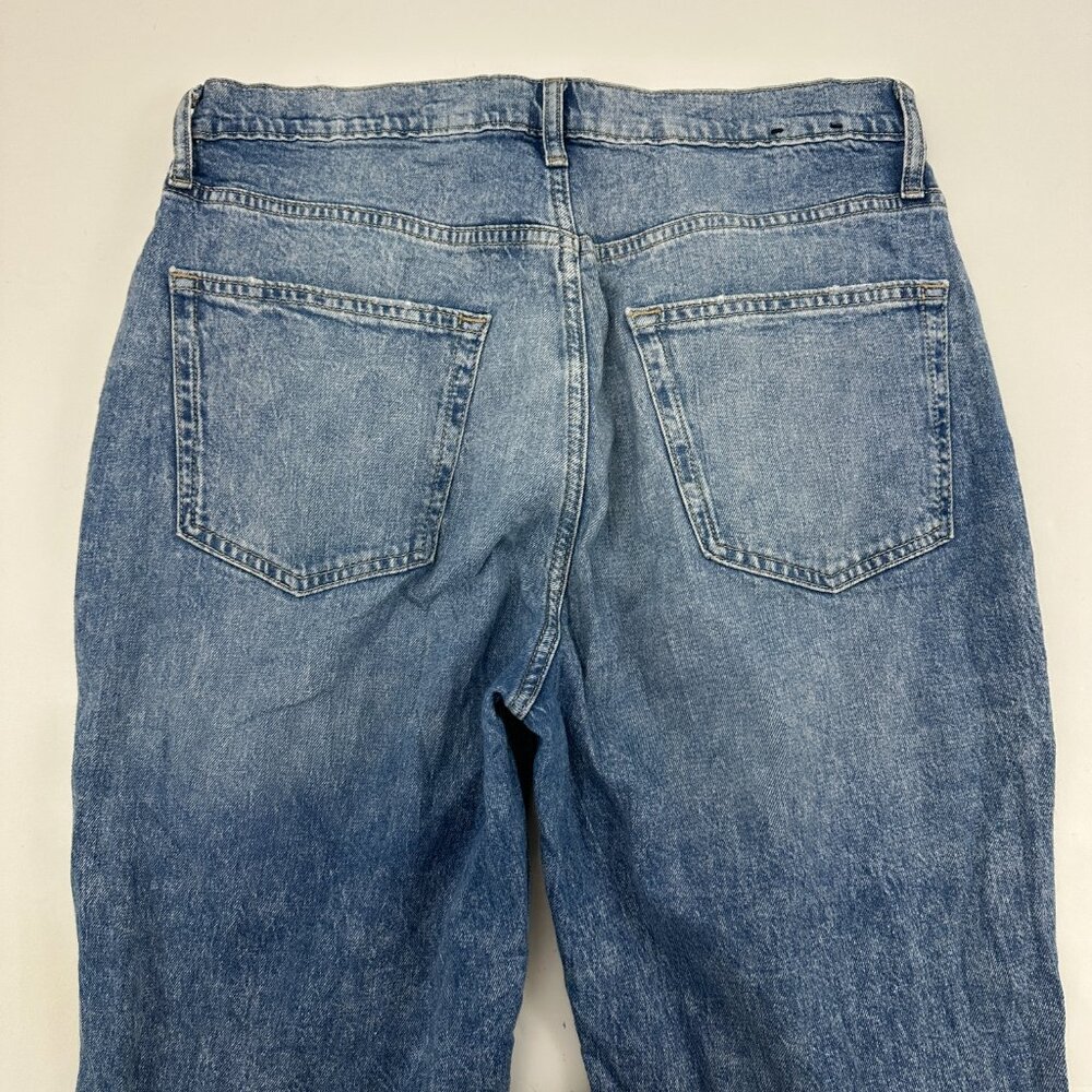 Gap '90s Loose Distressed Raw Hem Women's size 12 Medium Blue Denim Jeans - Picture 5 of 5